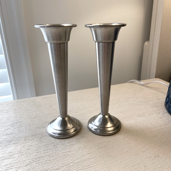 VINTAGE PEWTER CANDLESTICK HOLDERS - Picture 1 of 6